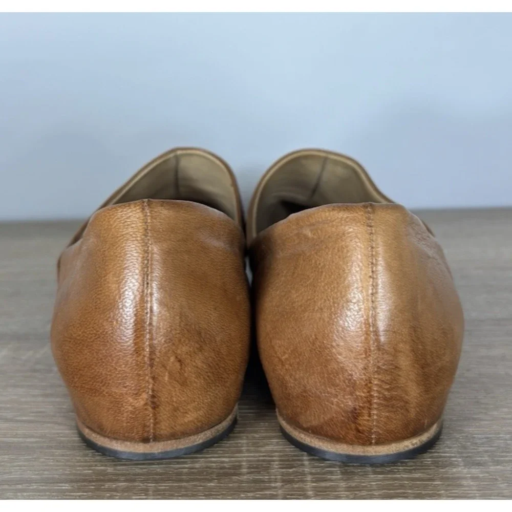 I.N.K. Shoes Made in Italy Cognac Leather Loafers Slip On Flats Burnished Sz 9.5